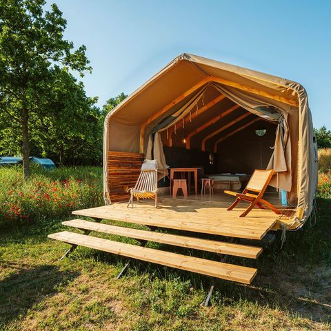 Tente en toile et en bois 4 personnes - Tente enveloppante