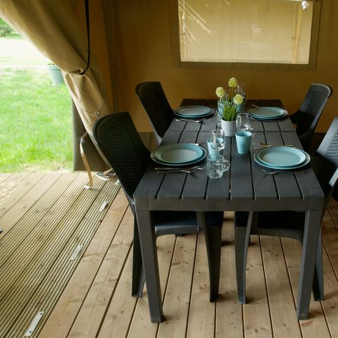 TENTE TOILE ET BOIS 6 personnes - Camping Um Bierg - Tente Safari 6 personnes