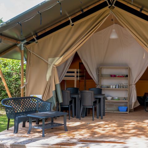 TENTE TOILE ET BOIS 6 personnes - Camping Um Bierg - Tente Safari 6 personnes