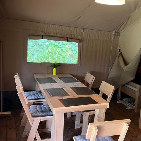 Tente en toile et en bois 5 personnes - y compris les toilettes