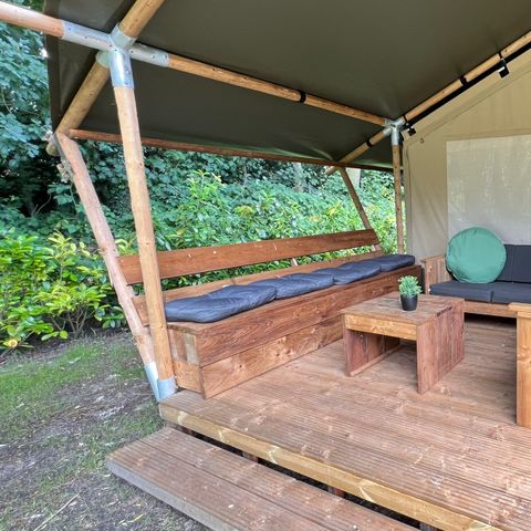 Tente en toile et en bois 5 personnes - y compris les toilettes