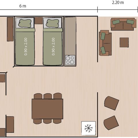 Tente en toile et en bois 5 personnes - Cikat - Safari tent Lodge (6P)