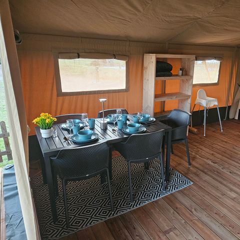 Tente en toile et en bois 5 personnes - y compris les toilettes