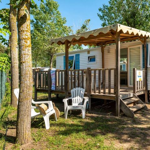 BUNGALOW 6 personnes - Mobil-home | Classic | 2 Ch. | 4/6 Pers. | Terrasse surélevée | 1 SDB | Clim.