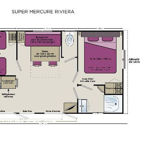 MOBILHOME 4 personnes - 2 chambres Riviera 27,5m² + climatisation