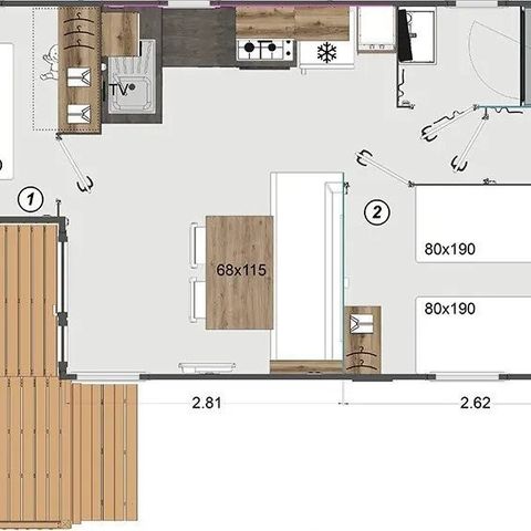 MOBILHOME 4 personnes - Mobil-home 2 chambres - Lescar MH B022