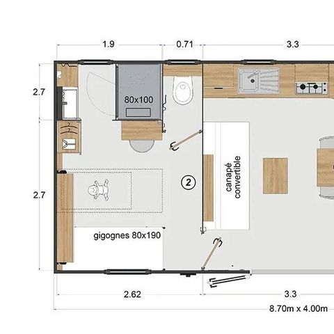 MOBILHOME 4 personnes - Mobil-home 2 chambres 2 salles de bain - Lescar MH D019