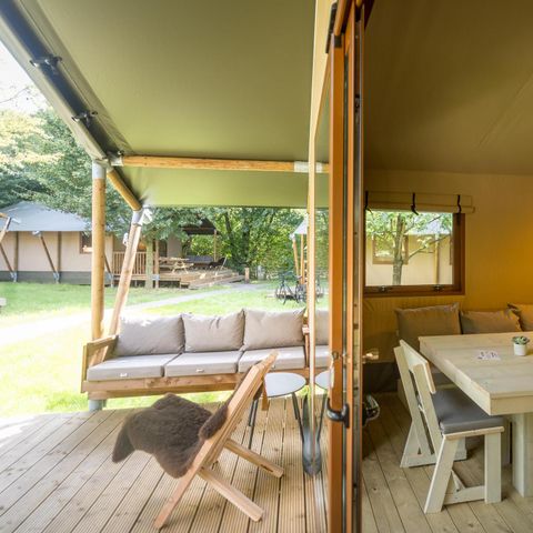 Tente en toile et en bois 5 personnes - Tente Glamping familiale