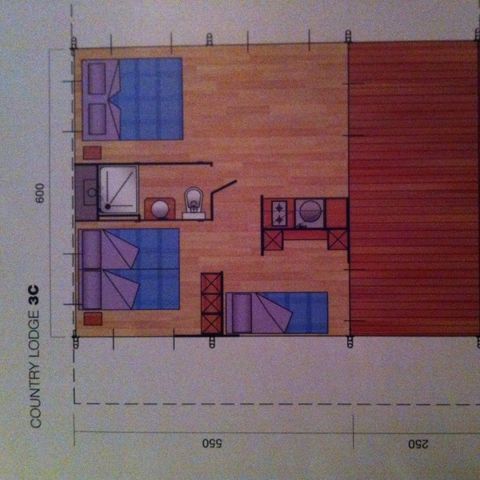 TENTE TOILE ET BOIS 6 personnes - y compris les installations sanitaires