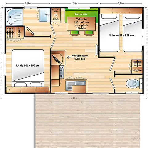 MOBILHOME 4 personnes - Mobil home Super Vénus - 24m² - 2 chambres - 2 Adultes maxi. + 2 enfants - de 13 ans