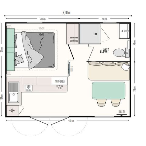 MOBILHOME 2 personnes - Mobil home Confort - 1 chambre - terrasse semi-couverte