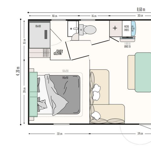 MOBILHOME 6 personnes - Mobil home Confort - 3 chambres - terrasse semi-couverte