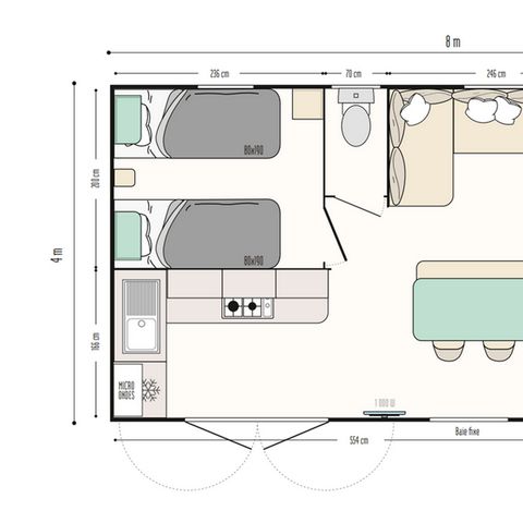 MOBILHOME 4 personnes - Mobil home Premium - 2 chambres - terrasse semi-couverte vue mer