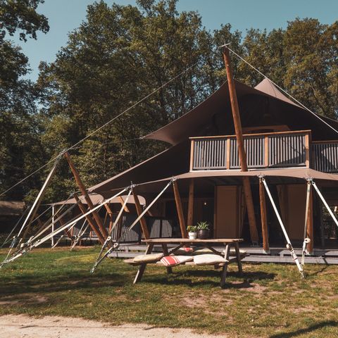 Tente en toile et en bois 8 personnes - Lodge « Koningslodge » avec jacuzzi