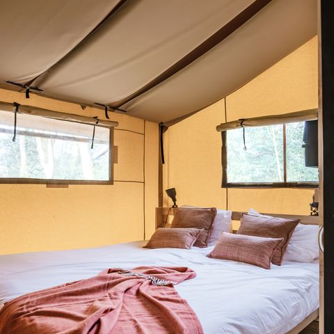 Tente en toile et en bois 5 personnes - Bos Escape - Poêle et bain nordique