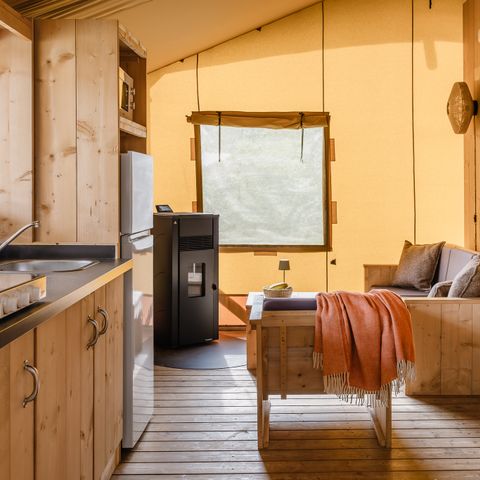 Tente en toile et en bois 6 personnes - La tente « De Heide » - Poêle