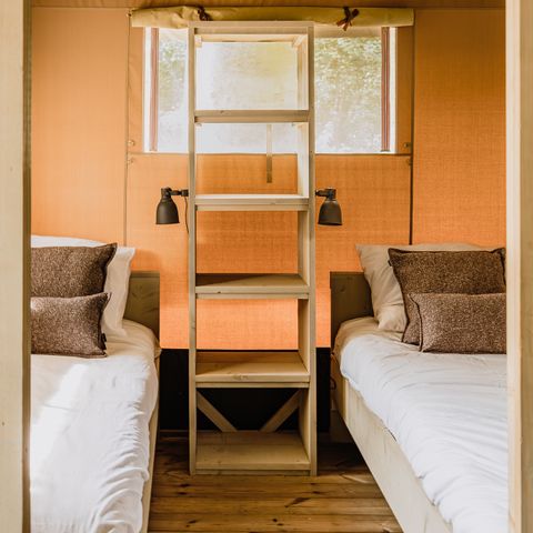 Tente en toile et en bois 6 personnes - Stille Heide - Poêle et bain nordique