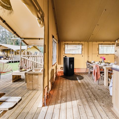 Tente en toile et en bois 5 personnes - La tente « De Bos » - Poêle