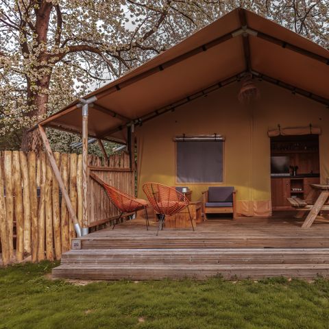 Tente en toile et en bois 5 personnes - La tente « De Bos » - Poêle