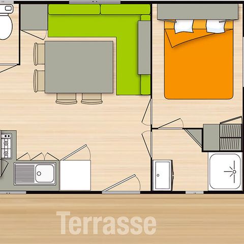 Mobilhome 8 personnes - Confort 4 Pièces 6/8 personnes Climatisé + TV