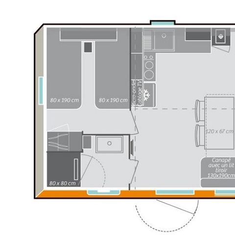 MOBILHOME 5 personnes - Cottage Confort PLUS  (samedi/samedi)