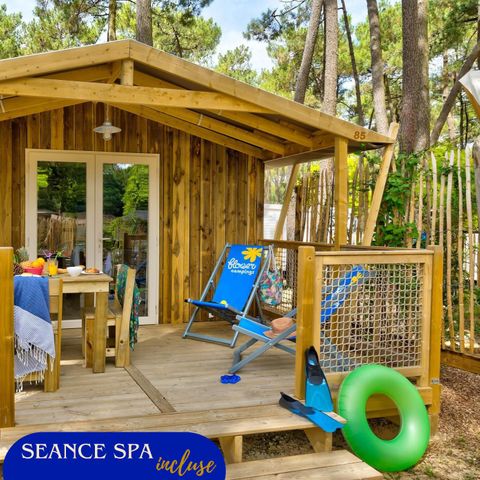 LODGE 4 personnes - Sweetflower 2ch -SPA-TV-plancha-terrasse couverte- 32m² | PREMIUM