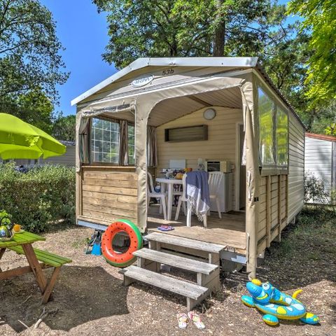 Bungalow toilé 5 personnes - Cabane Nature - 2 chambres-sans - Sanitaires-terrasse couverte-19m²-sans - TV
