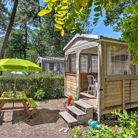 BUNGALOW TOILÉ 5 personnes - Cabane Nature 2ch-sans sanitaires-terrasse couverte-19m²-sans TV