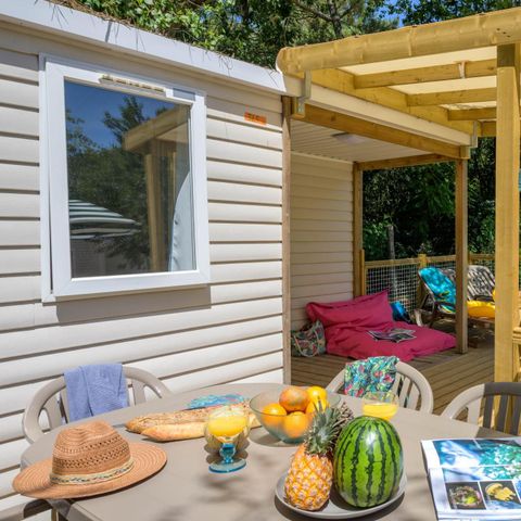MOBILHOME 6 personnes - Family 3ch-CLIM-terrasse XXL couverte-TV-LV-plancha-30m² | PREMIUM 