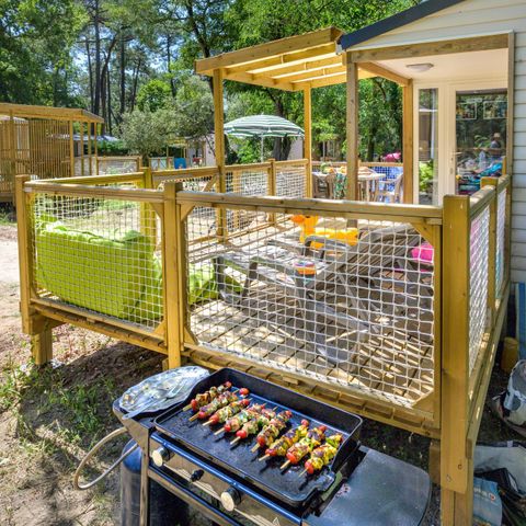 MOBILHOME 6 personnes - Family 3ch-CLIM-terrasse XXL couverte-TV-LV-plancha-30m² | PREMIUM 