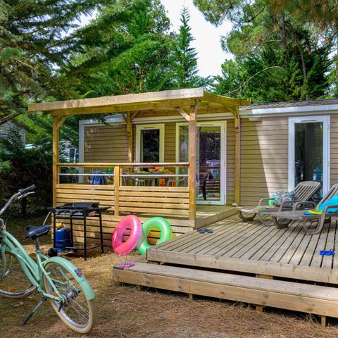 MOBILHOME 5 personnes - Premium PLUS 2ch-CLIM- 2 SDB-TV-LV-plancha-terrasse couverte-33m² | PREMIUM