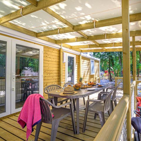 MOBILHOME 5 personnes - Family 2ch-CLIM-terrasse XXL couverte-TV-LV-plancha-28m² | PREMIUM