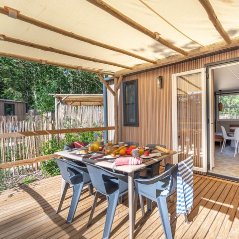 MOBILHOME 6 personnes - Garden 3ch-CLIM-baignoire-TV-LV-plancha-terrasse couverte-33m² | PREMIUM