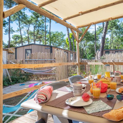 Mobilhome 4 personnes - Garden - 2 chambres-CLIM-baignoire-TV-lave-vaisselle-plancha-terrasse - Couverte-31m² - PREMIUM