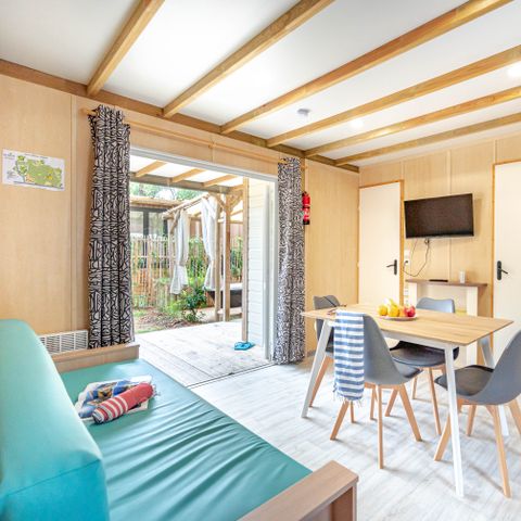 CHALET 7 personnes - Garden 3ch- CLIM-baignoire-TV-LV-plancha-piéton-terrasse couverte-32m² | PREMIUM