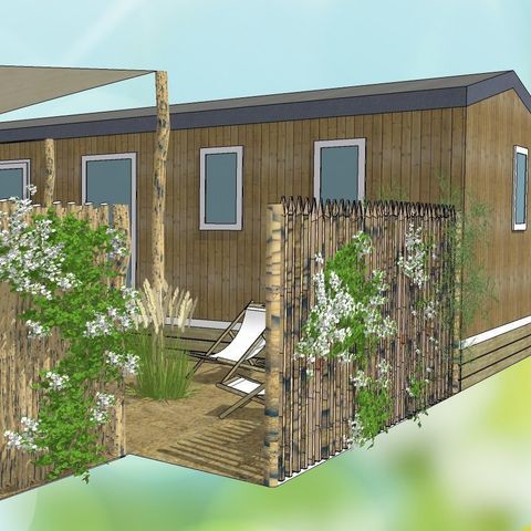 MOBILHOME 10 personnes - Tribu 5ch -CLIM-2 sdb-TV-LV-Plancha-terrasse couverte-56m² | PREMIUM
