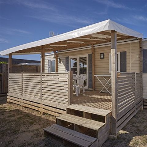 MOBILHOME 6 personnes - Premium | 3 Ch. | 6 Pers. | Terrasse surélevée | 2 SDB | Clim.