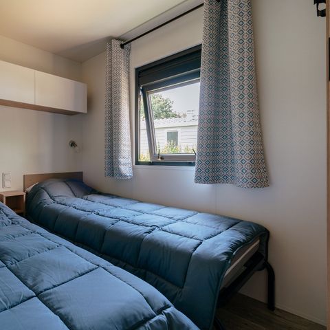 MOBILHOME 6 personnes - Premium | 3 Ch. | 6 Pers. | Terrasse surélevée | 2 SDB | Clim.