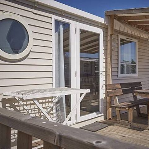 MOBILHOME 6 personnes - Premium | 3 Ch. | 6 Pers. | Terrasse surélevée | 1 SDB | Clim. | TV