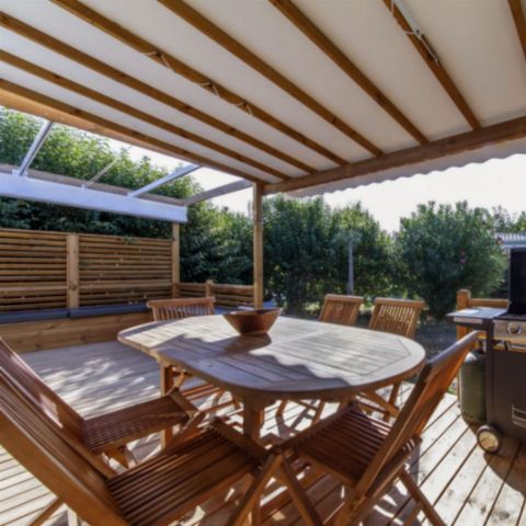 MOBILHOME 7 personnes - PREMIUM - 3 chambres avec climatisation +TV+ Plancha à gaz + 2 SDB 