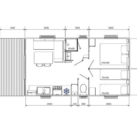 MOBILHOME 4 personnes - ECO CLASSIQUE  - 2 chambres avec climatisation