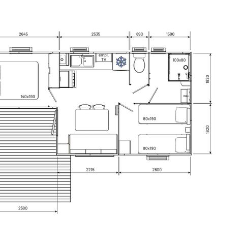 MOBILHOME 4 personnes - ECO CLASSIQUE  - 2 chambres avec climatisation