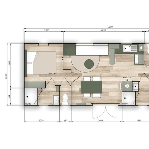 MOBILHOME 8 personnes - PREMIUM - 3 chambres avec climatisation +TV+ Plancha à gaz + 2 SDB - 2026