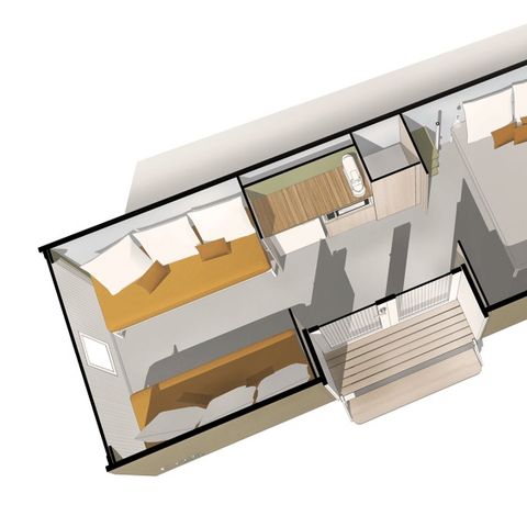 BUNGALOW TOILÉ 4 personnes - COCO SWEET 4 personnes - 2 chambres, sans sanitaires, non climatisé