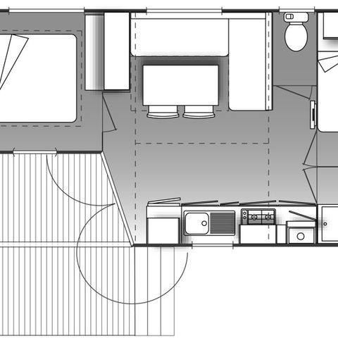 MOBILHOME 4 personnes - MH Confort Mistral 4 personnes - 2 chambres, climatisation et télévision