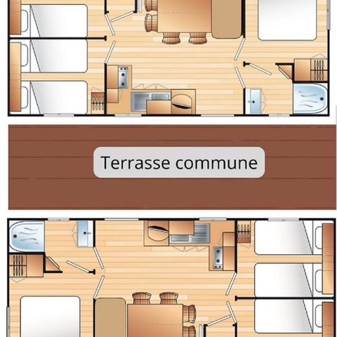 MOBILHOME 12 personnes - Confort GRAND Mistral  12 personnes - 6chambres, climatisé, télévision