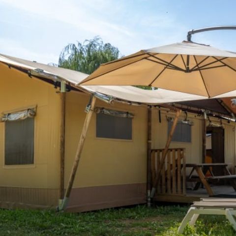 Tente en toile et en bois 5 personnes - Tente safari Grives