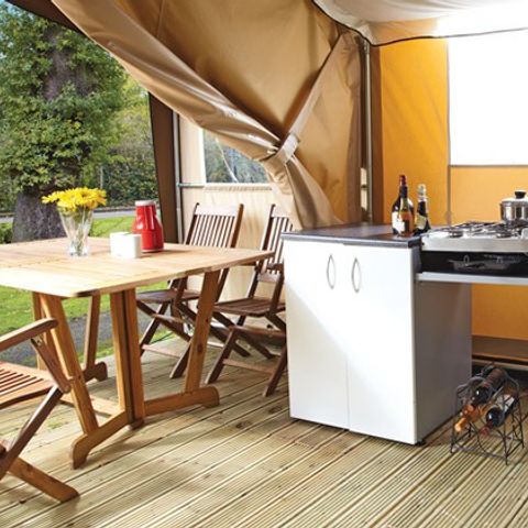 Tente en toile et en bois 6 personnes - Safari | 2 Ch. | 5/6 Pers. | Terrasse simple