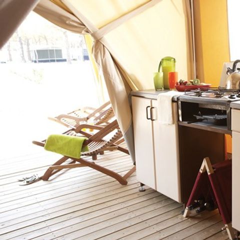 Tente en toile et en bois 6 personnes - Tente Safari | Tente Safari | 2 Ch. | 5/6 Pers. | Terrasse simple