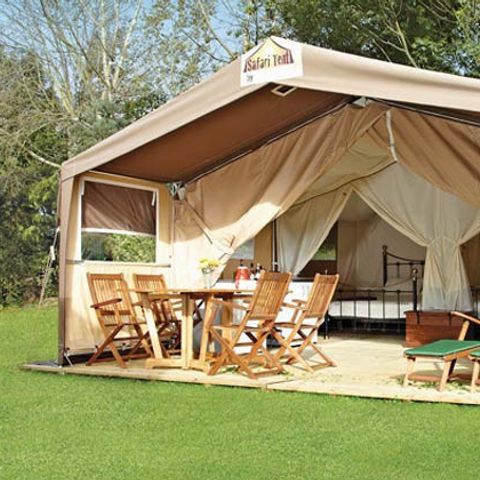 Tente en toile et en bois 6 personnes - Safari | 2 Ch. | 5/6 Pers. | Terrasse simple